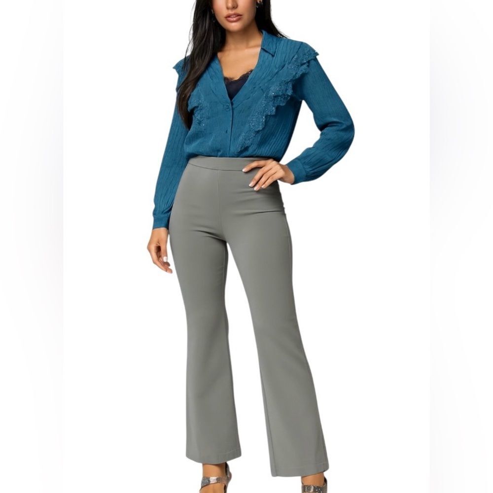 Elegant Teal Ruffled Women's Blouse